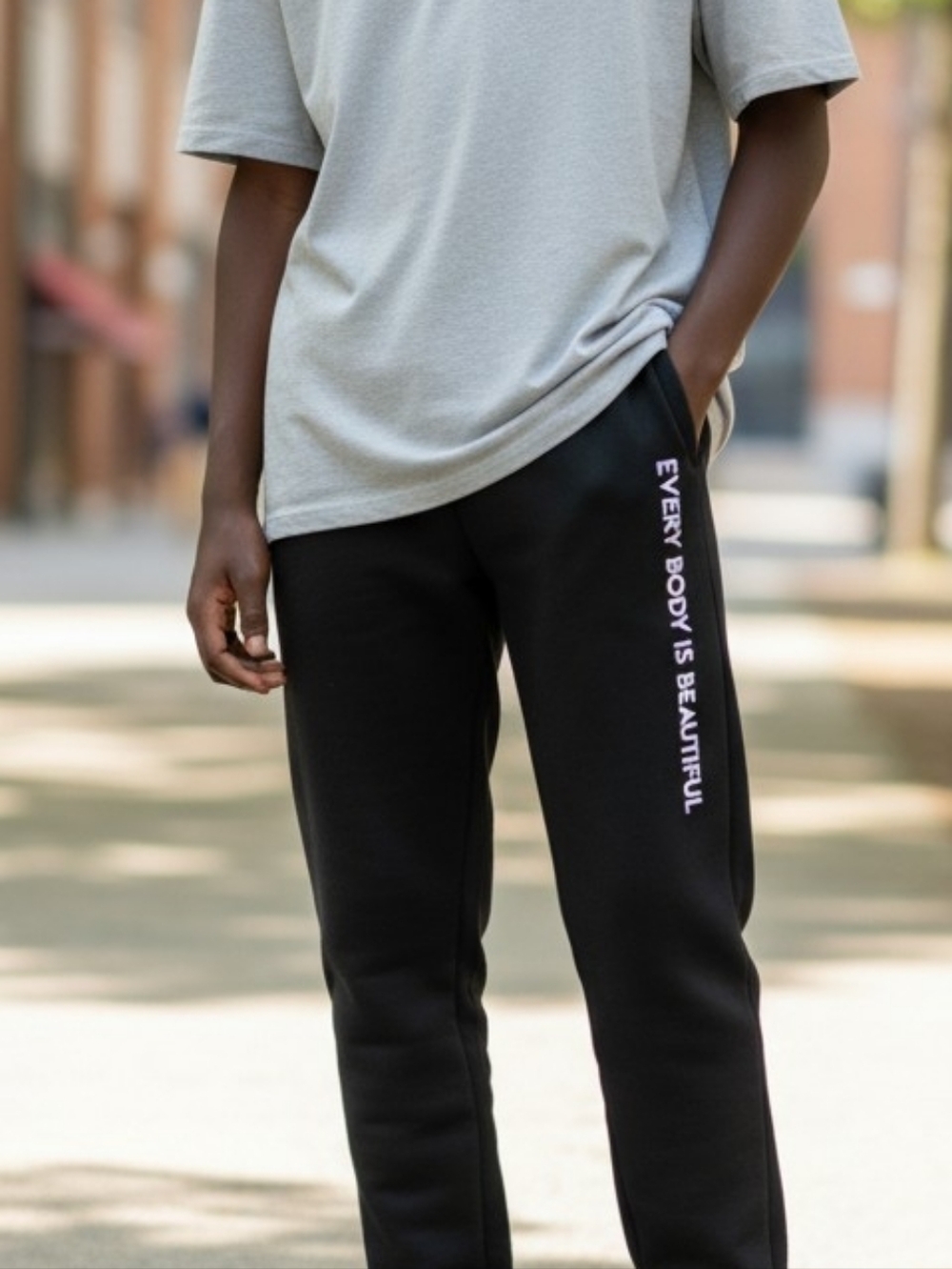 NWOT Men's Black Sweatpants Joggers with Positivity Message Unisex